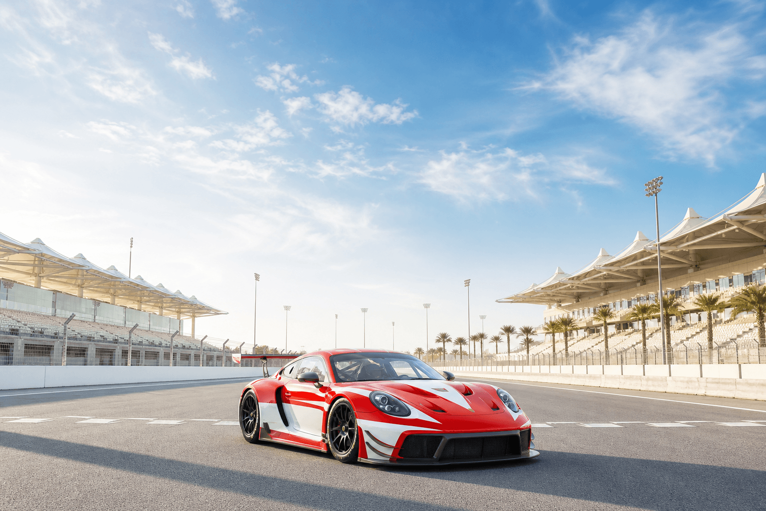 Gulf Championship GT3 car on a sunlit Gulf circuit